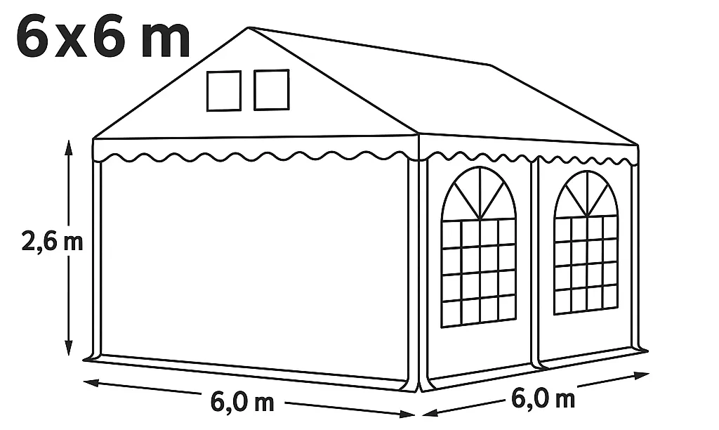 Maße 6 x 6 Meter Zelt